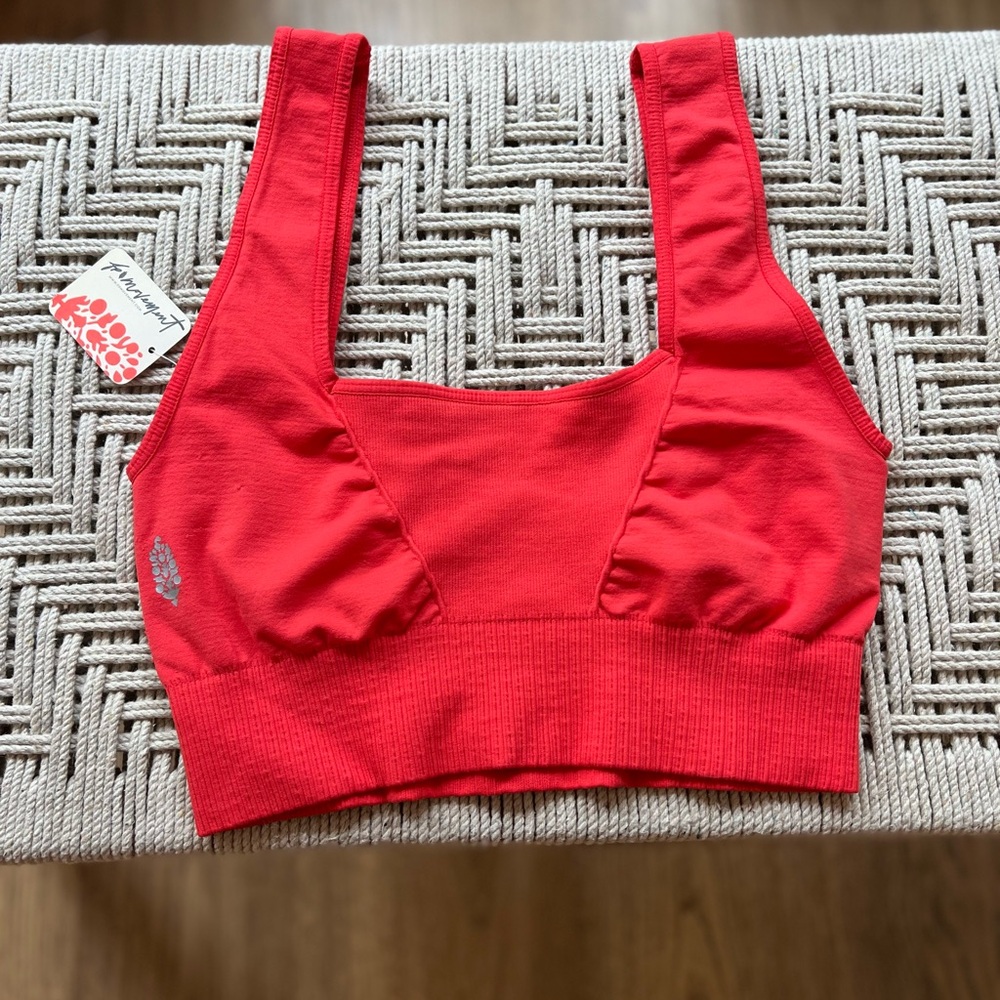 Free People Movement SQUARE NECK GOOD KARMA BRA in CAYENNE